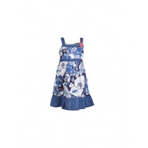 Doodle Kids Girl Printed Blue Dress