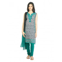 Vishudh Women Green Churidar Kurta with Dupatta