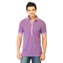 United Colors of Benetton Men Solid Purple  polo T-shirts