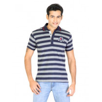 Spykar Men Stripe Navy Blue T-Shirts
