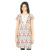 W Women Floral Print Off White Kurta