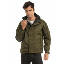 Just Natural Unisex Black and Olive Reversible Rain Jacket