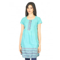 W Women Solid Sea Green Kurta