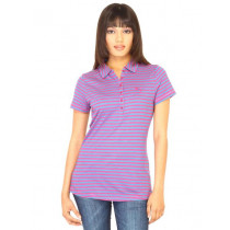 Puma Women Striped Polo Pink Tshirts