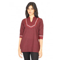 Aurelia Women Solid Maroon Kurti