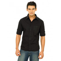 Wrangler Men Rider Solid Black Shirts