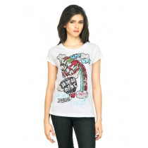 Flying Machine Women Up Away White Tshirt