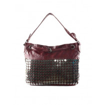 Kiara Women Steel Design Maroon Handbag