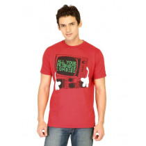 Probase Men Printed Red Tshirts