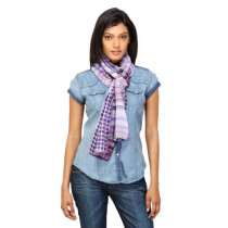 Femella Women Check Purple Scarf