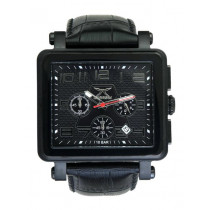 Carrera Men Sqaure dial leather strap Black Watches