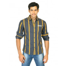 Spykar Men Bold Stripes Grey Shirts