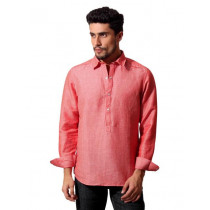 John Players Men Orange Striped Shirt