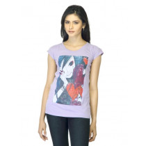Jealous 21 Women Printed Lavender T-shirt