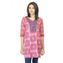 Mother Earth Women Printed Pink Kurta