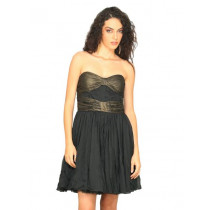 Forever New Women's Gold Sleeveless Black Dress