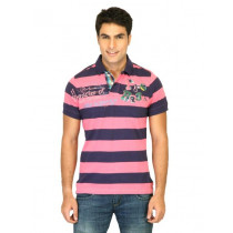 Probase Men Stripes Pink Polo T-shirts