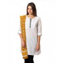 Fabindia Women Mustard Chanderi Hand Printed Stole