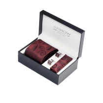 Arrow Men Formal Maroon Tie+Cufflink+Pocket square - Combo Pack