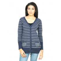 s.Oliver Women Stripes Navy Blue Sweater