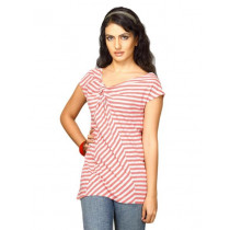 UCB Women Stripe Sleeveless Grey Orange Top