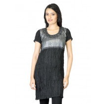 Aneri Women Silver Moon Black Kurti