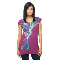 Sepia Women Printed Magenta Top