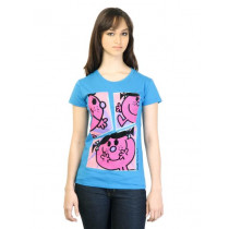 Little Miss Women Printed Blue Tshirt