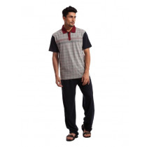 SDL by Sweet Dreams Men Grey & Navy Blue Pyjama Set