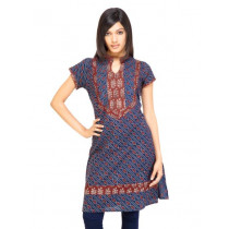 Mother Earth Women Printed Navy Blue Kurtas