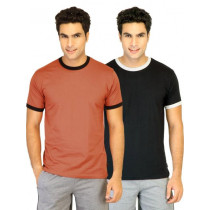 Hanes Men Pack of 2 Half Contrast Piping Ringer T-shirts