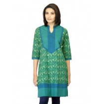 Mother Earth Women Printed Green Kurta