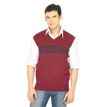 Genesis Men Solid Maroon Sweater