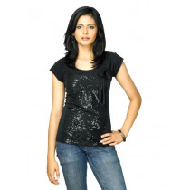Jealous 21 Women Shimmery Patch Black Top