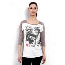 United Colors of Benetton Women  Winter White Printed Top