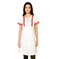 Mother Earth Women Printed White Kurta