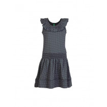 United Colors of Benetton Girls Printed Navy Blue Dress