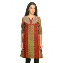 Mother Earth Women Printed Olive Kurta