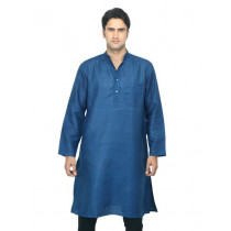 Fabindia Men Blue Matka Silk Kurta