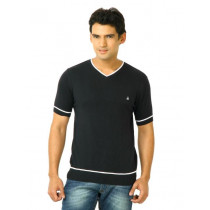 United Colors of Benetton Men Solid Black Tshirts