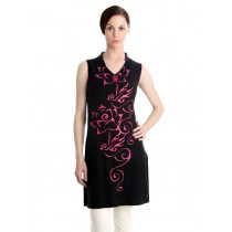 Urban Yoga Women Printed Black Kurta