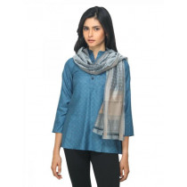 Fabindia Women Grey Jacquard Silk Stole