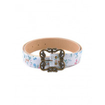 Lino Perros Women Flower Print White Belt