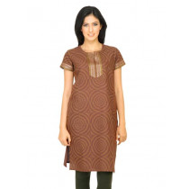 Vishudh Women Circle Print Brown Kurtas
