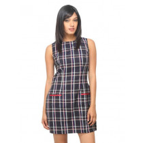Femella Women Check Navy Blue Dress
