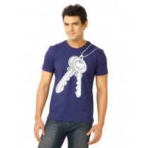 United Colors of Benetton Men Printed Blue Tshirts