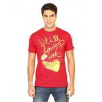 Probase Men Printed Red Tshirts
