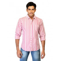 United Colors of Benetton Men Check Pink Shirts