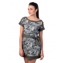Latin Quarters Women Grey & Olive Printed Dress