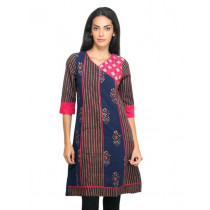 Mother Earth Women Printed Blue Kurta